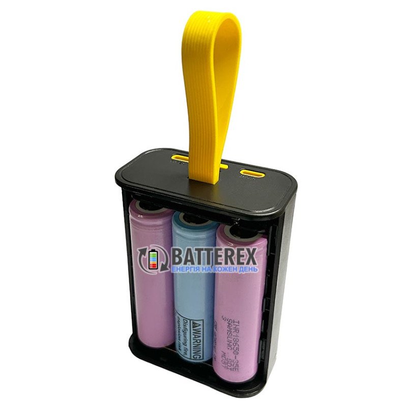 Повербанк Dahao PowerBank Case 3x18650 Transparent Yellow на 3 акумулятори 18650 із ліхтариком