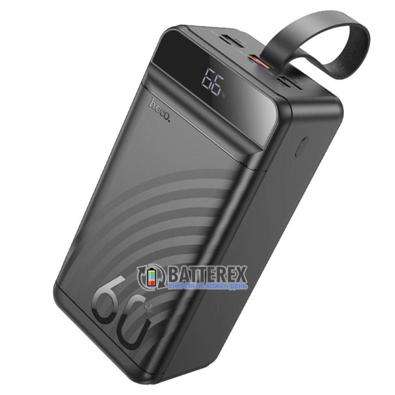 Повербанк HOCO J123C Element 60000mAh 22.5W, підтримка швидкого заряду QC3.0 та PD 20W, вбудована LED-лампа