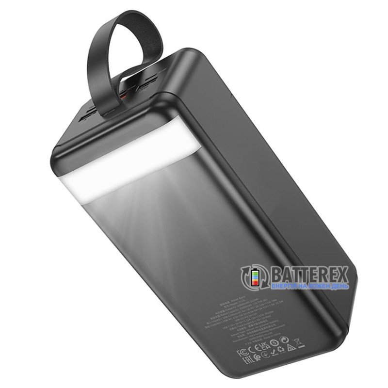 Повербанк HOCO J123C Element 60000mAh 22.5W, підтримка швидкого заряду QC3.0 та PD 20W, вбудована LED-лампа