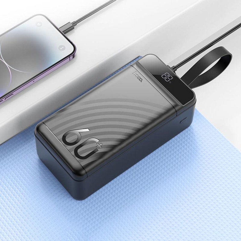 Повербанк HOCO J123C Element 60000mAh 22.5W, підтримка швидкого заряду QC3.0 та PD 20W, вбудована LED-лампа