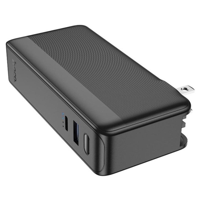 Повербанк - сетевой адаптер HOCO Q16 2-in-1 Adapter & PowerBank 10000mAh Black 22.5W, быстрый заряд QC3.0 и PD 20W