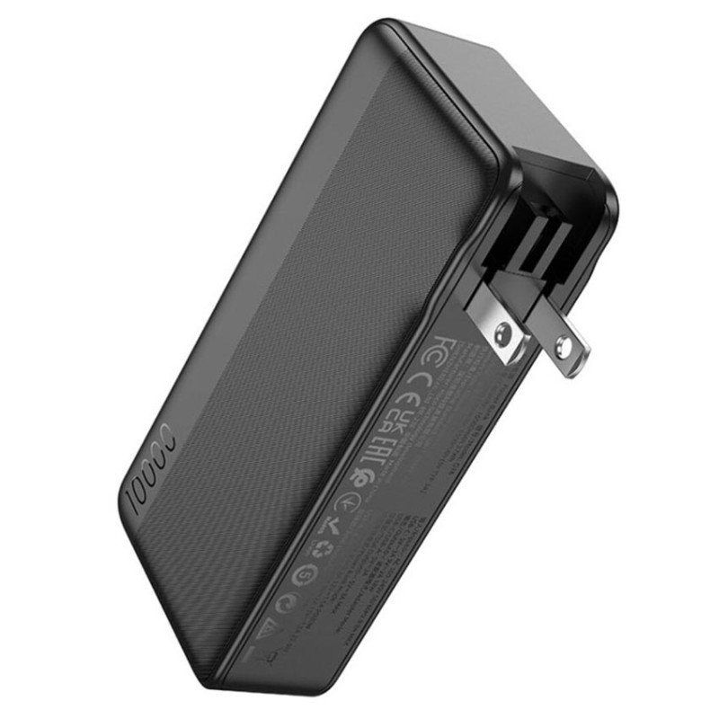 Повербанк - сетевой адаптер HOCO Q16 2-in-1 Adapter & PowerBank 10000mAh Black 22.5W, быстрый заряд QC3.0 и PD 20W