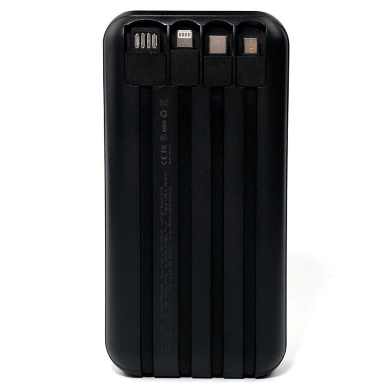 Повербанк Mibrand Extreme MI20K/S4W 20000mAh 15W Solar Charger PowerBank із сонячною панеллю, вбудованними кабелями та ліхтариком