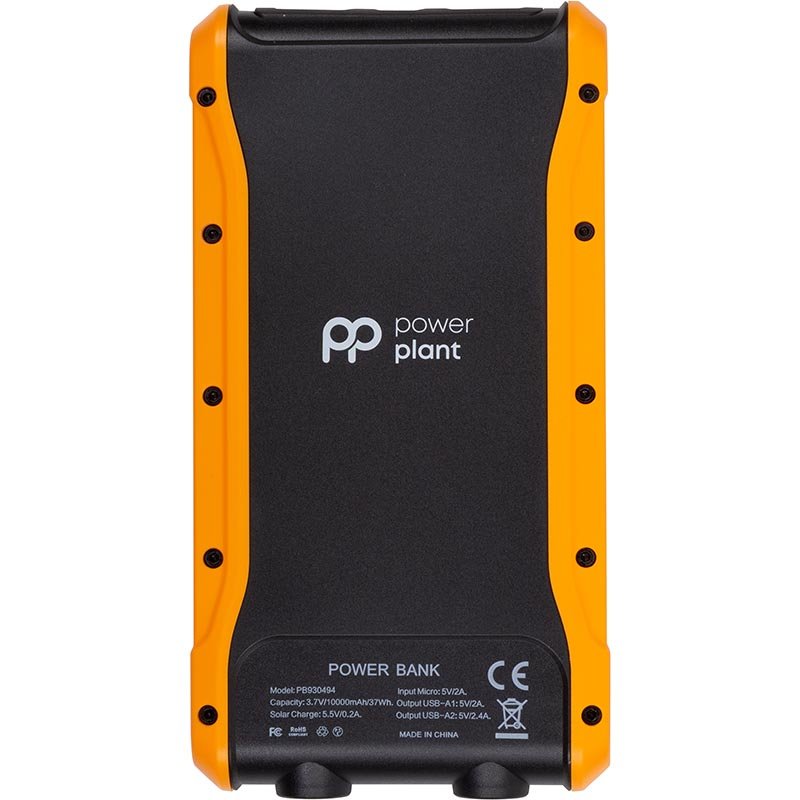 Повербанк із сонячною панеллю для підзарядки PowerPlant PB930487 10000mAh на 2 порти USB та ліхтариком