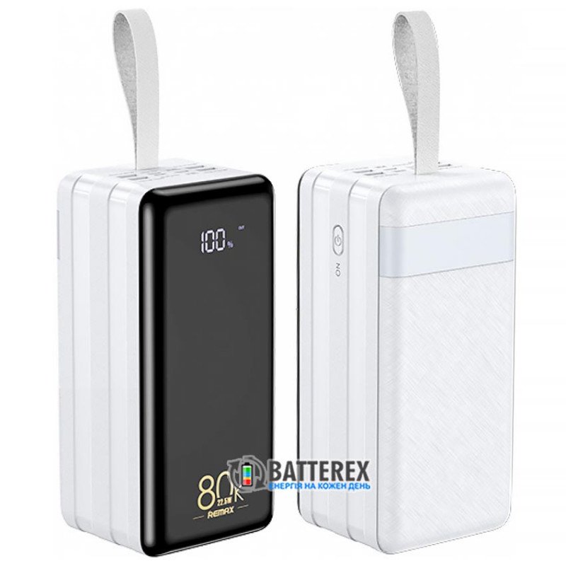 Повербанк Remax Chinen Series RPP-291 80000mAh 22.5W, поддержка быстрого заряда QC3.0 и PD 20W, встроенная LED-лампа