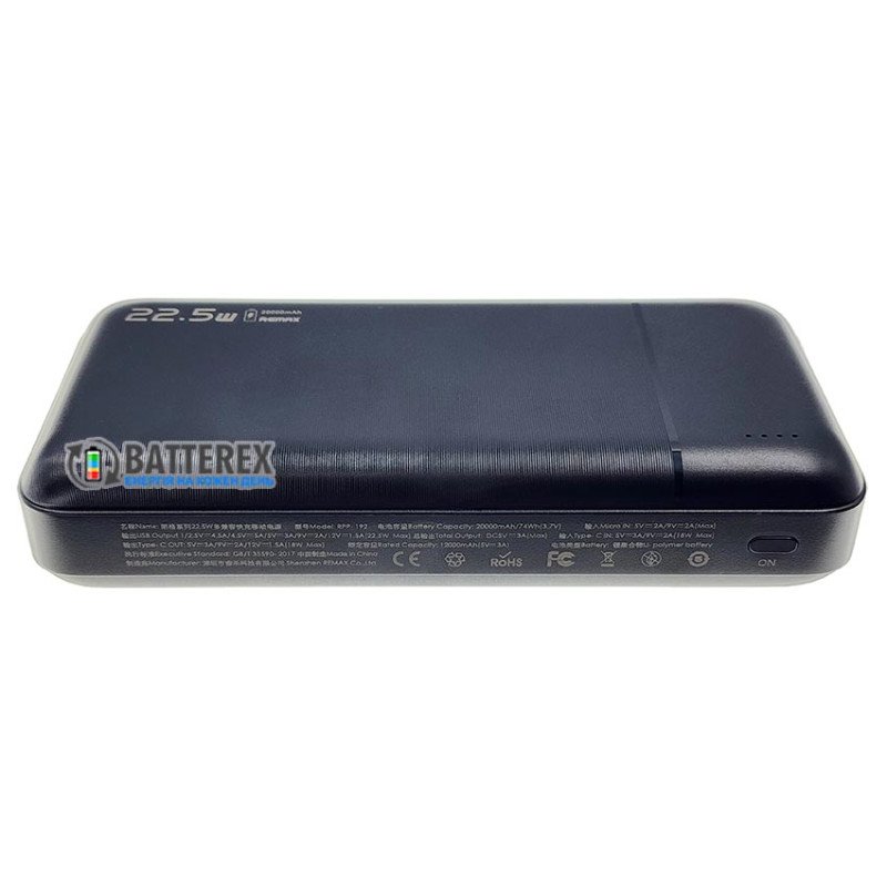 Повербанк REMAX Lango2 Series RPP-192 20000mAh Black 22.5W, підтримка швидкого заряду QC3.0 та PD