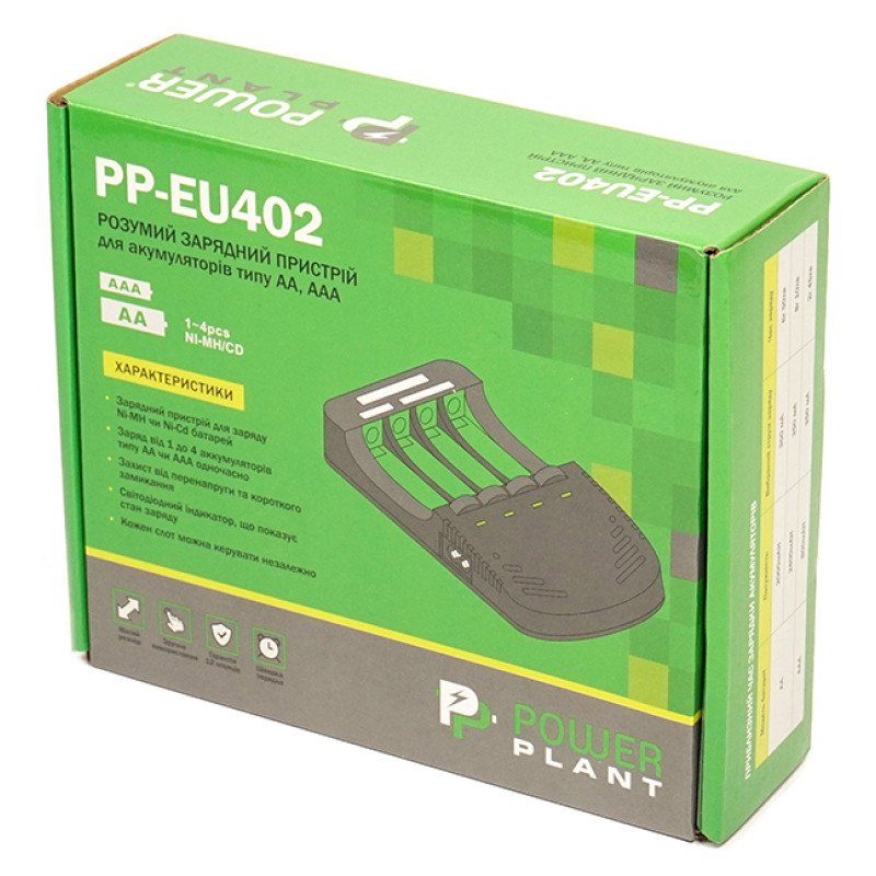 PowerPlant PP-EU402 - простое зарядное устройство на 4 аккумулятора АА и ААА