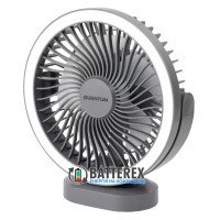 Quantum FAN QM-REF-005 - портативний вентилятор із LED-світильником, зарядка USB-C, живлення 2х18650, акумулятори в комплекті