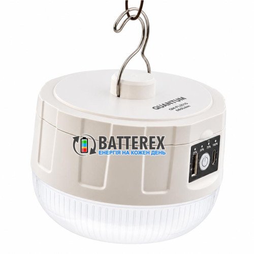 Quantum KLEVER QM-FL3015 LED - кемпінговий ліхтар-світильник 680lm, 5 режимів, живлення 2x18650 або 3xAA, PowerBank, гачок, заряджання від USB-C