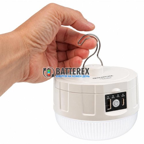 Quantum KLEVER QM-FL3015 LED - кемпінговий ліхтар-світильник 680lm, 5 режимів, живлення 2x18650 або 3xAA, PowerBank, гачок, заряджання від USB-C