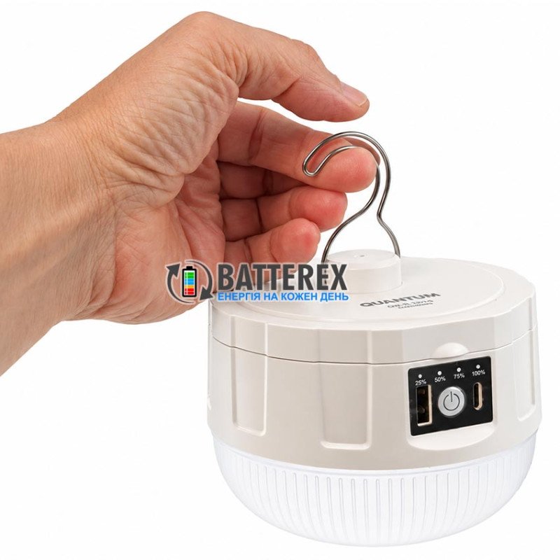Кемпінговий ліхтар Quantum KLEVER QM-FL3015 LED 680lm, 5 режимів, живлення 2x18650 або 3xAA, Power Bank, гачок, заряджання від USB-C