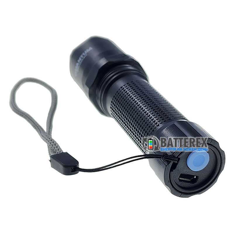 Кишеньковий ліхтарик Quantum Minik Black QM-FL1040 із захистом від дощу та зарядкою від USB