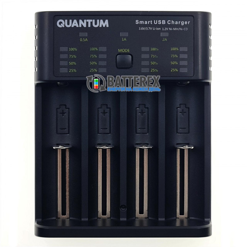 Універсальний зарядний пристрій Quantum QM-BC4040 на 4 акумулятори Li-ion 3.7V та NiMH 1.2V