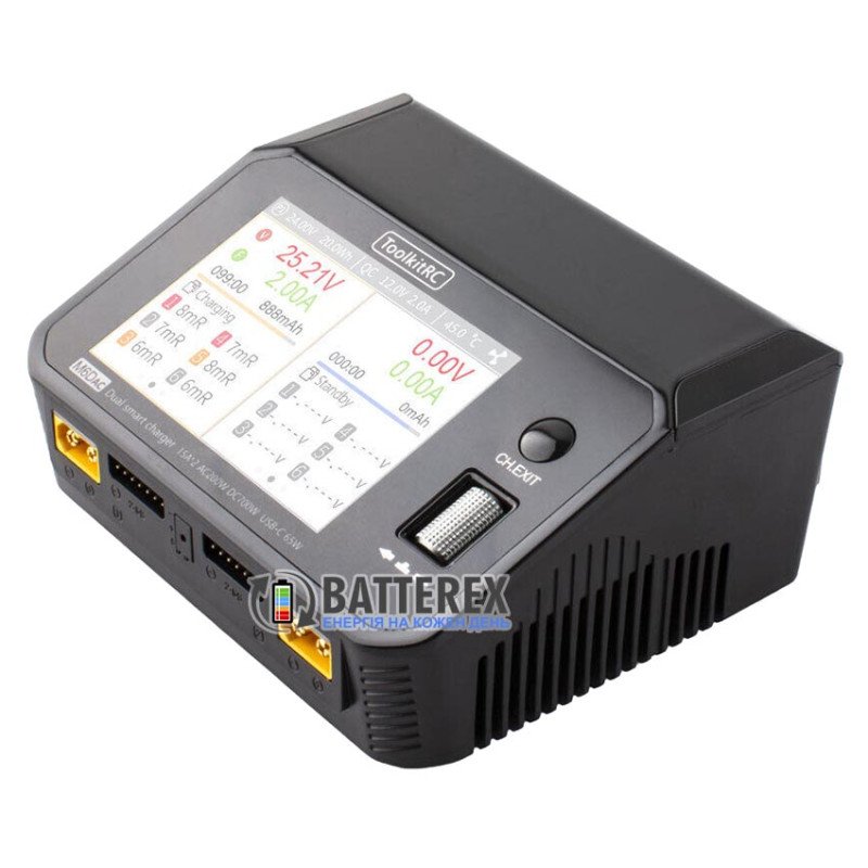 ToolkitRC M6DAC 2x350W 25A - балансувальний 2х-канальний зарядний пристрій із вбудованим блоком живлення 200W