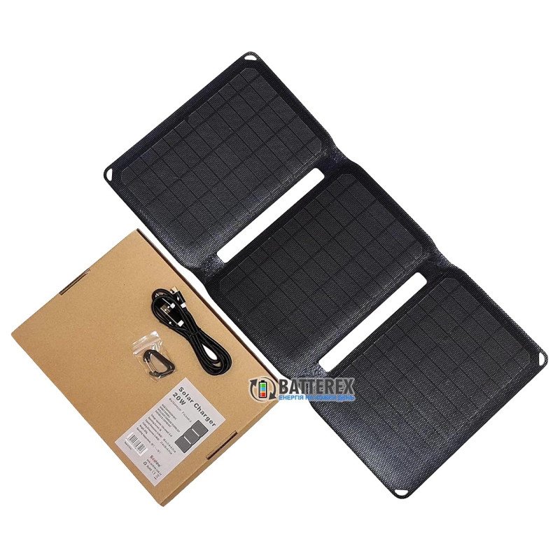 Сонячна батарея Soshine 20W Solar Panel на 2 порти USB 5V 2.1A
