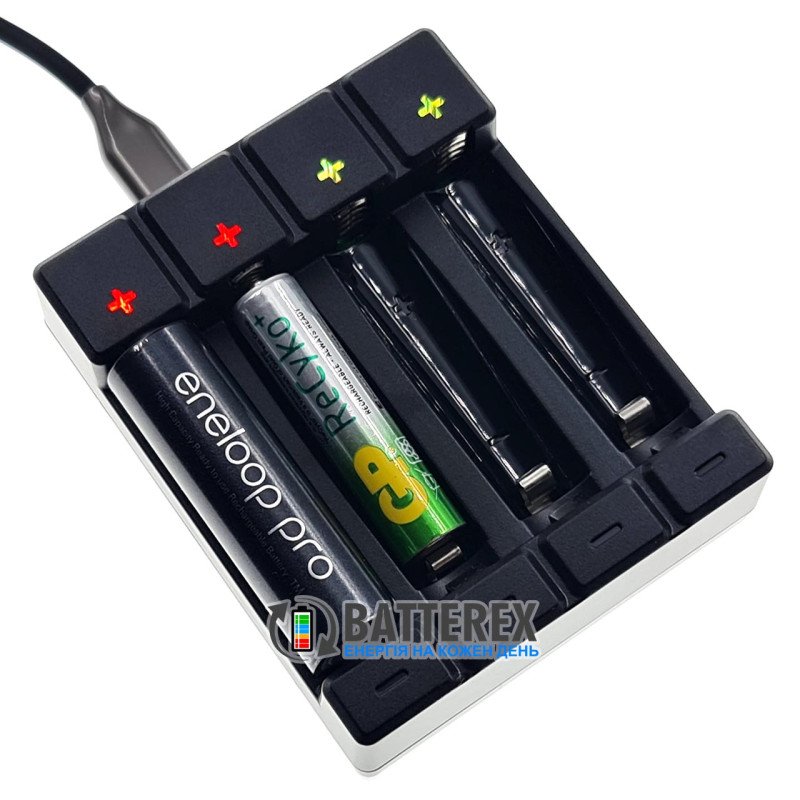 Зарядний пристрій Soshine Chocolate 4 на 4 акумулятори АА та ААА NiMH 1.2V / 10440 та 14500 Li-ion 3.7V та LiFePO4 3.2V