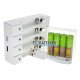 Фирменный комплект: Soshine Chocolate-1.5V зарядное устройство на 4 AA Li-ion, 4 аккумулятора AAA Li-ion 1.5V Soshine 1100mWh, бокс для аккумуляторов