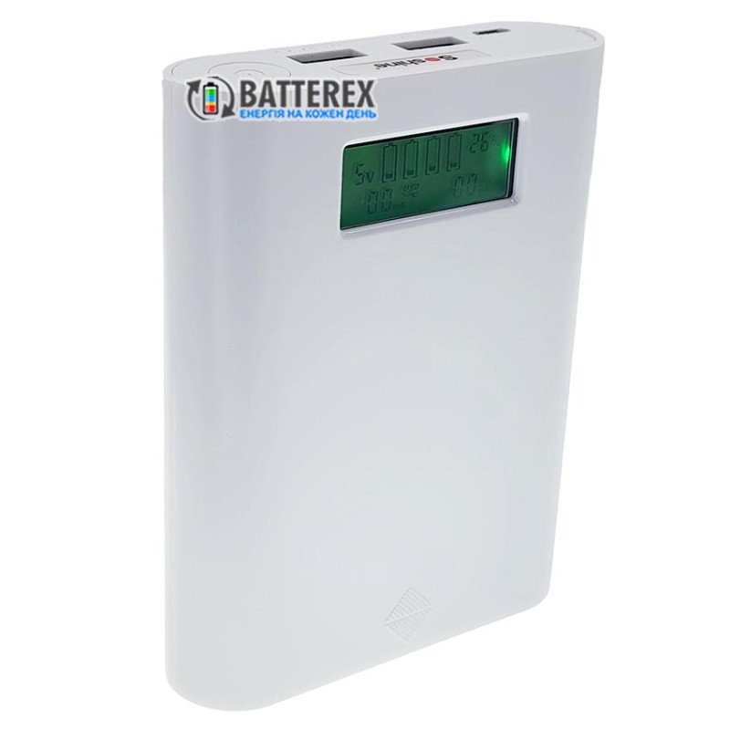 Soshine E3S White - повербанк на 4 аккумулятора 18650 на 2 порта USB 5V 3.5A, белый цвет корпуса