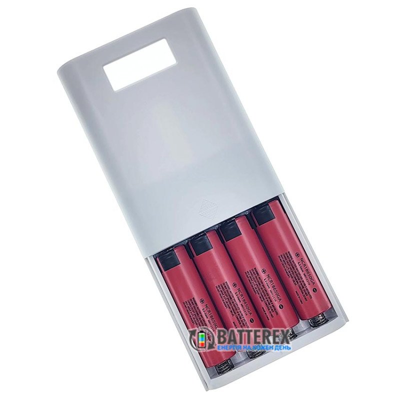 Soshine E3S White - повербанк на 4 аккумулятора 18650 на 2 порта USB 5V 3.5A, белый цвет корпуса