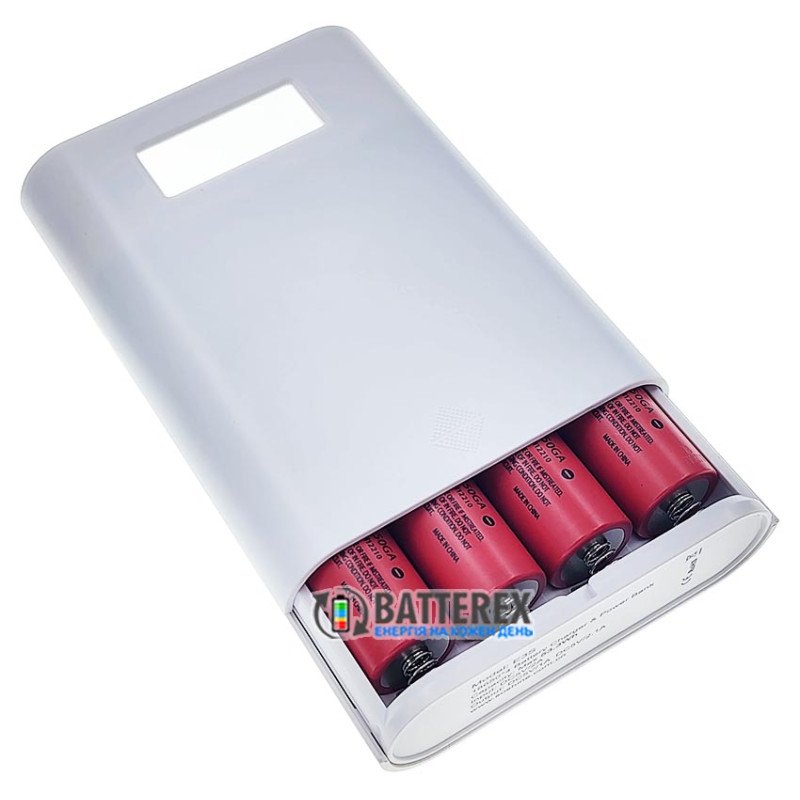 Soshine E3S White - повербанк на 4 аккумулятора 18650 на 2 порта USB 5V 3.5A, белый цвет корпуса
