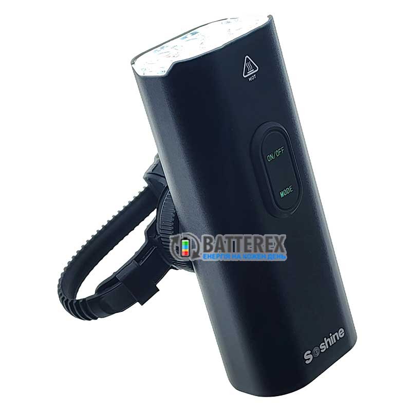 Велосипедный фонарь Soshine TB1 V2 с зарядкой от USB Type-C и Повербанком, крепление на руль в комплекте