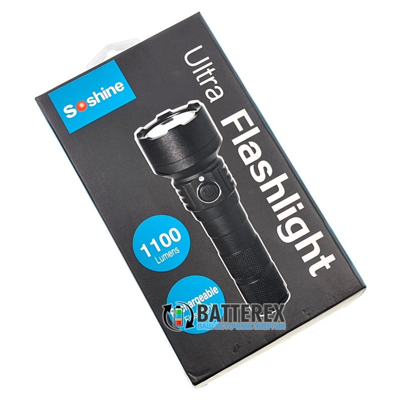 Яскравий водозахищений ліхтар Ліхтарик Soshine TC15 USB з вбудованою зарядкою від USB