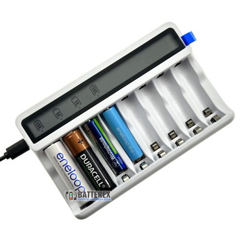 Soshine ZN826E - зарядное устройство на 8 аккумуляторов АА и ААА NiMH 1.2V с дисплеем и подключением через USB