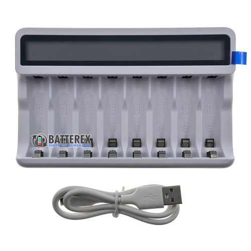 Soshine ZN826E - зарядное устройство на 8 аккумуляторов АА и ААА NiMH 1.2V с дисплеем и подключением через USB