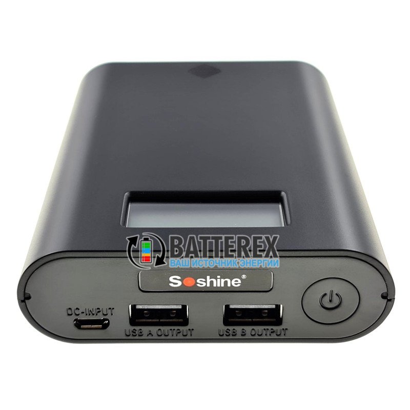 Soshine E3S Black - повербанк на 4 аккумулятора 18650 на 2 порта USB 5V 3.5A