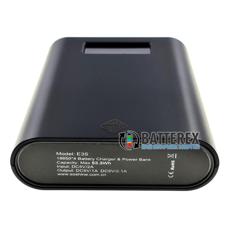 Soshine E3S Black - повербанк на 4 аккумулятора 18650 на 2 порта USB 5V 3.5A