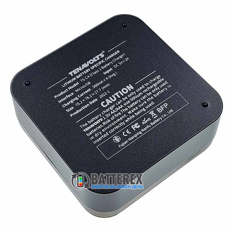 Зарядний пристрій Tenavolts TS-C4 для літієвих Li-ion акумуляторів АА та AAA 1.5V на 4 канали