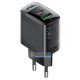 Сетевое USB зарядное устройство ACEFAST A98 GaN Fast Dual Port Charger C+U PD 30W Black на 2 порта USB+Type-C c быстрой зарядкой QC3.0 и PD