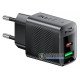 Сетевое USB зарядное устройство ACEFAST A98 GaN Fast Dual Port Charger C+U PD 30W Black на 2 порта USB+Type-C c быстрой зарядкой QC3.0 и PD