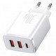 Зарядное устройство USB на 3 порта Baseus Compact Quick Charger 2U+C 30W White c быстрой зарядкой QC3.0 и PDстрой зарядкой QC3.0 и PD