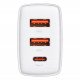 Зарядное устройство USB на 3 порта Baseus Compact Quick Charger 2U+C 30W White c быстрой зарядкой QC3.0 и PDстрой зарядкой QC3.0 и PD