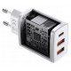 Зарядное устройство USB на 3 порта Baseus Compact Quick Charger 2U+C 30W White c быстрой зарядкой QC3.0 и PDстрой зарядкой QC3.0 и PD