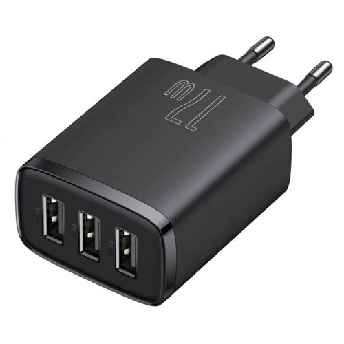 Baseus Compact Charger 3U 17W Black - сетевой адаптер на 3 порта USB 5V 3.4A