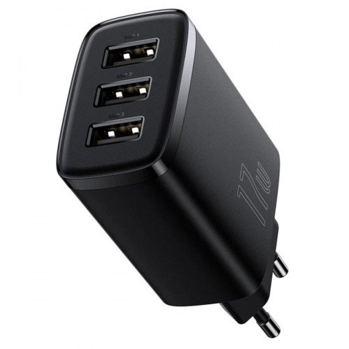 Baseus Compact Charger 3U 17W Black - сетевой адаптер на 3 порта USB 5V 3.4A