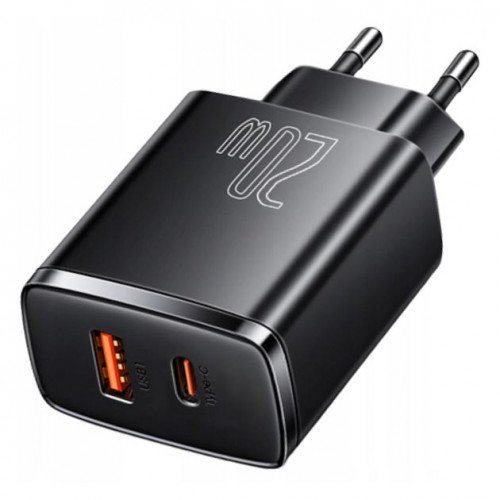 Baseus Compact Quick Charger C+U 20W Black - мережевий адаптер на 2 порти USB+Type-C із швидкою зарядкою QC3.0 та PD