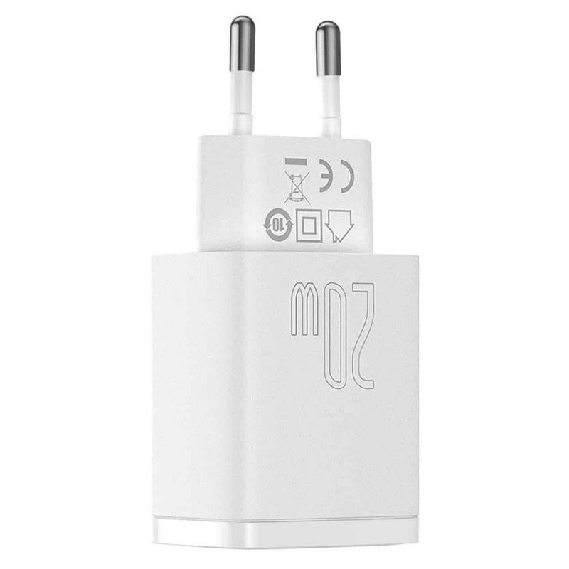 Baseus Compact Quick Charger C+U 20W White CCXJ-B02 зарядное устройство на 2 порта USB+Type-C c быстрой зарядкой QC3.0 и PD