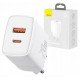 Baseus Compact Quick Charger C+U 20W White CCXJ-B02 зарядное устройство на 2 порта USB+Type-C c быстрой зарядкой QC3.0 и PD