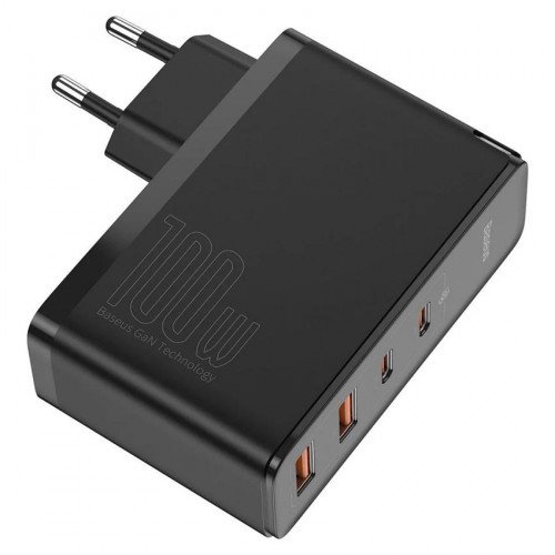 Baseus GaN2 Pro Quick Charger 2C+2U 100W EU Black - мощный сетевой USB адаптер на 2xUSB и 2xUSB Type-C для ноутбуков и смартфонов