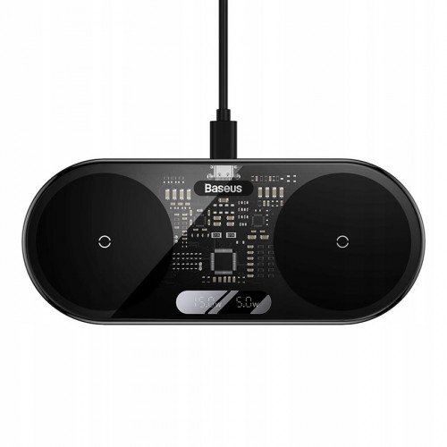 Baseus Digital LED Display Wireless Charger 20W Black - беспроводное зарядное устройство для смартфонов и гаджетов