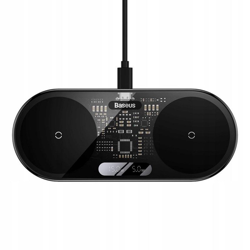 Беспроводное зарядное устройство Baseus Digital LED Display Wireless Charger 20W Black