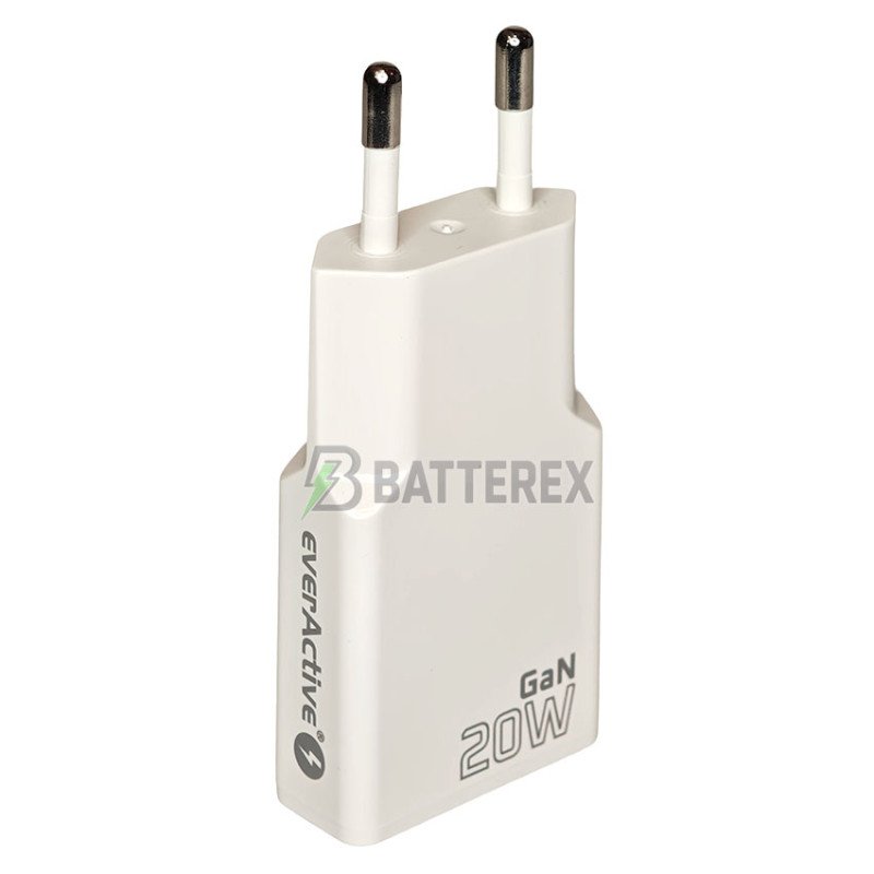 Сетевое USB зарядное устройство Everactive SC-340Q GaN Super Slim Charger 20W, ультра-тонкий корпус 15мм, 2 порта USB+Type-C c быстрой зарядкой QC3.0 и PD