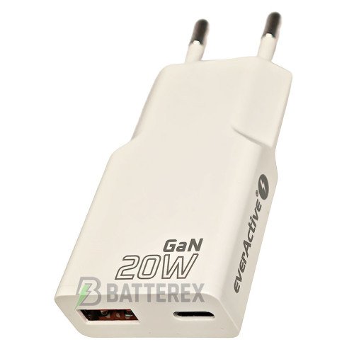 Everactive SC-340Q Super Slim GaN Charger C+U PD 20W - ультра-тонкий сетевой адаптер на 2 порта USB+Type-C c быстрой зарядкой QC3.0 и PD