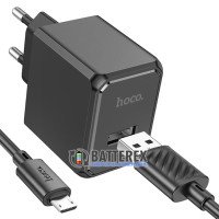 HOCO CS11A 5V 2.1A 10.5W - сетевое USB зарядное устройство + кабель microUSB 1м
