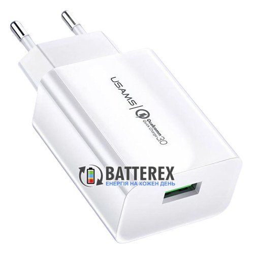 USAMS US-CC083 T22 Travel Charger QC3.0 18W White - сетевой адаптер USB c быстрой зарядкой QC3.0