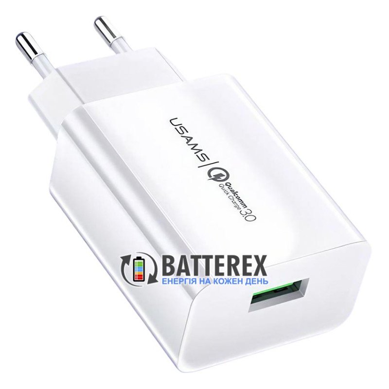 Сетевое USB зарядное устройство USAMS US-CC083 T22 Travel Charger White QC3.0 18W c быстрой зарядкой QC3.0 и PD
