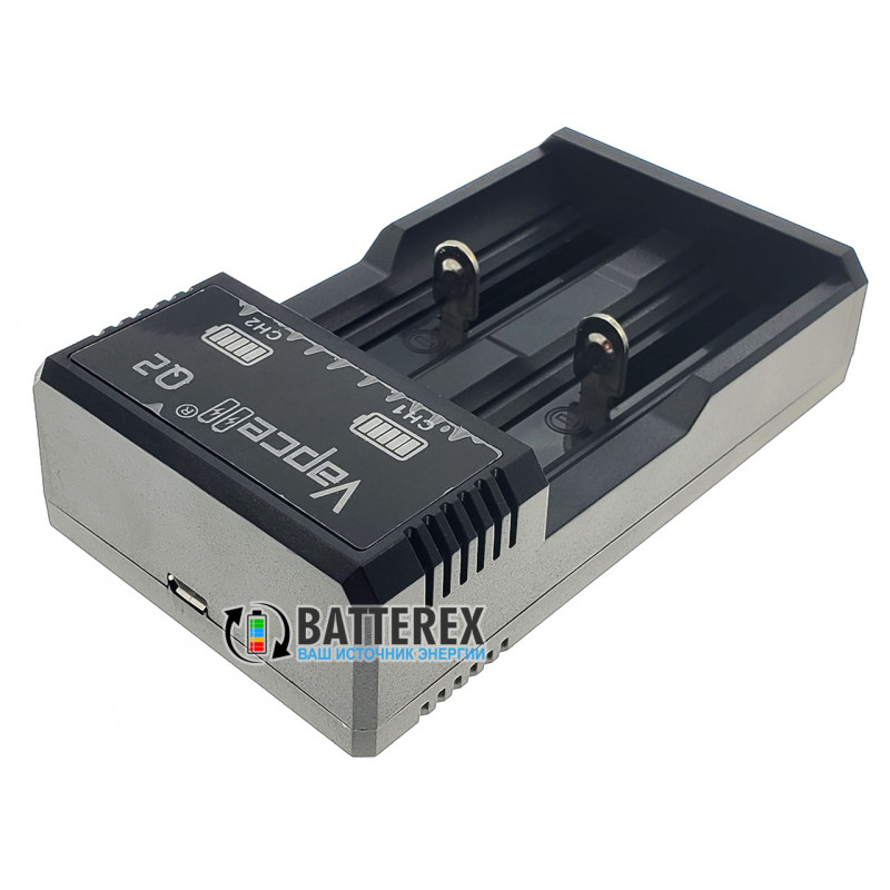 2-канальное зарядное устройство Vapcell Q2 для Li-ion аккумуляторов 18650, 21700, 26650, 14500, 16340